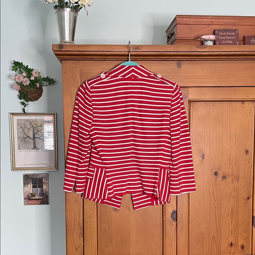 Etcetera Women's Red and White Striped Blazer - Picture 3 of 7